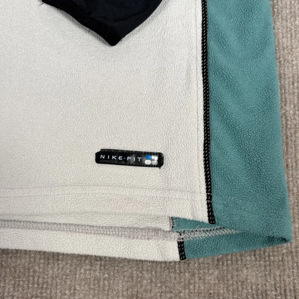 Vintage Nike‎ 1/4 Zip Pullover Womens M White Teal Fleece NikeFit Athletic 90s